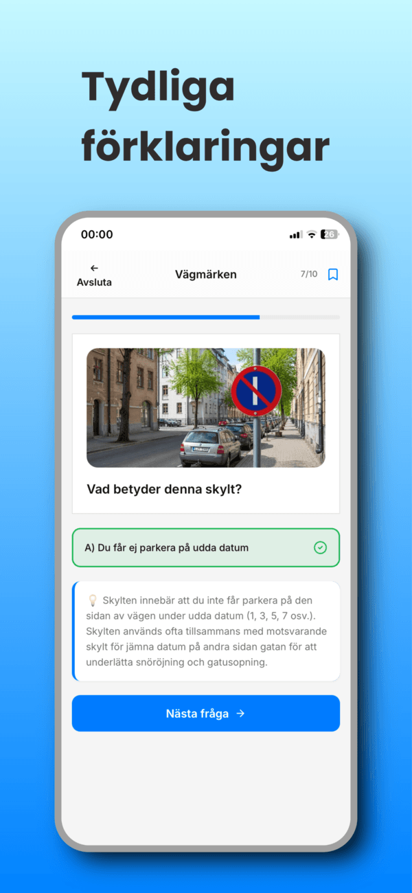 Tydliga förklaringar till varje fråga